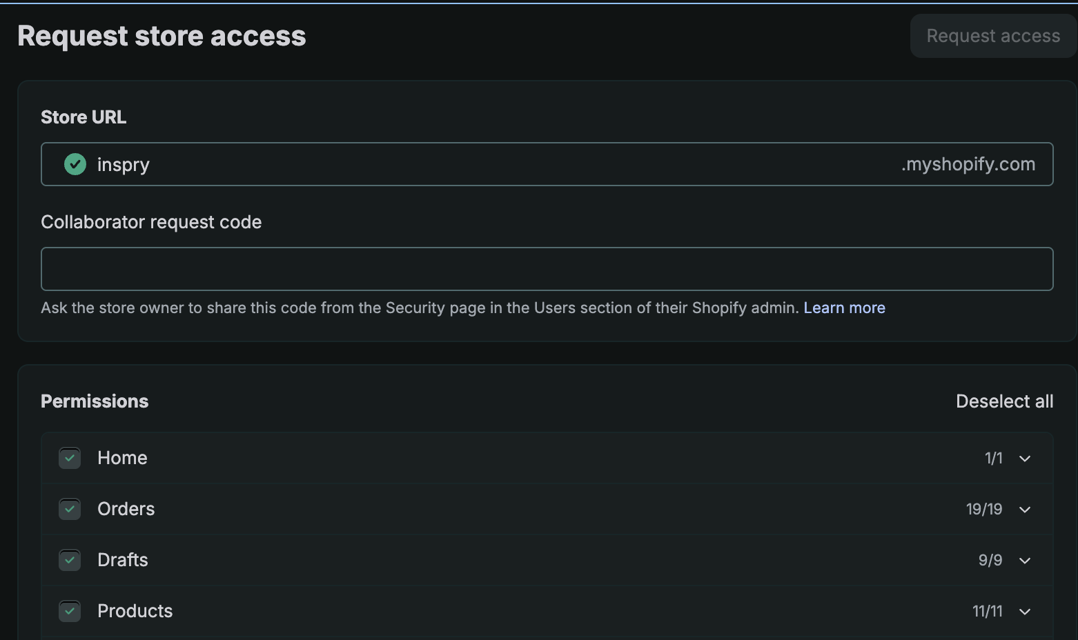 Where to Find Your Shopify Collaborator Request Code - Inspry