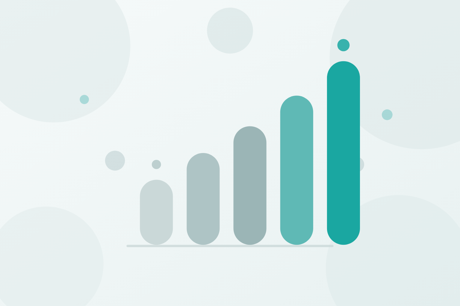 Abstract ascending bar graphic in teal and gray tones representing WooCommerce hosting benchmark results