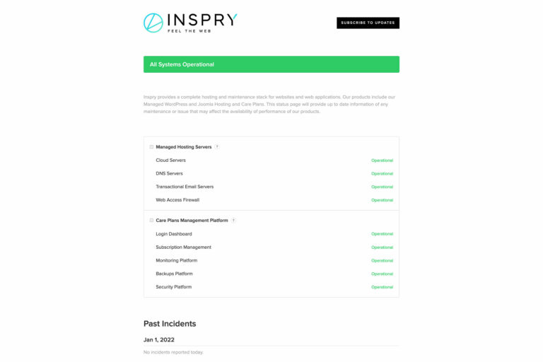 Inspry Status Dashboard
