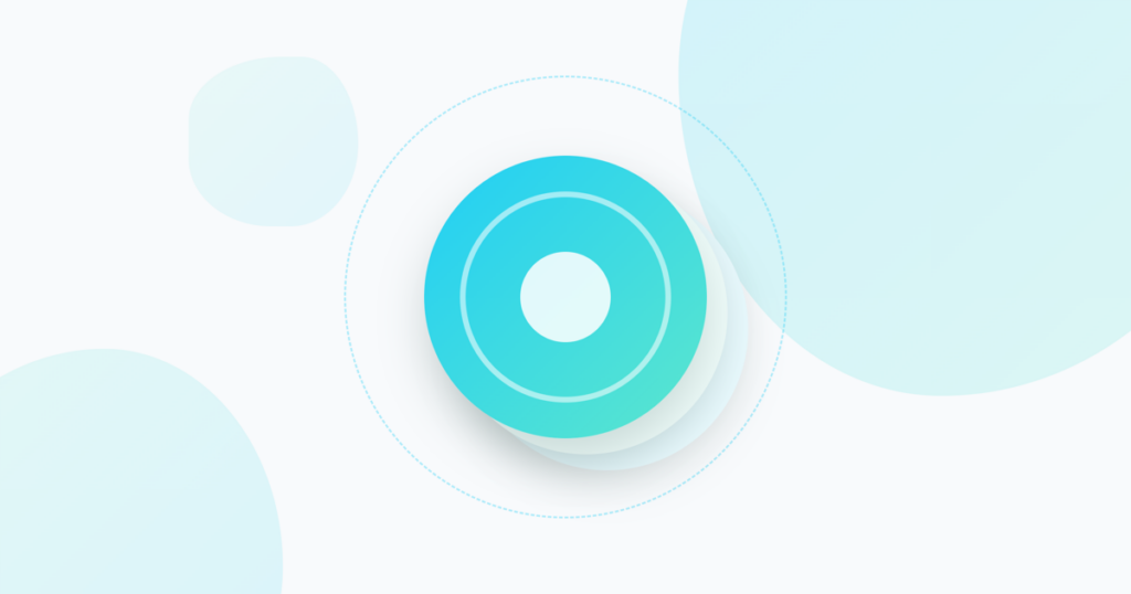 Abstract stacked coins illustration in Inspry brand teal gradient